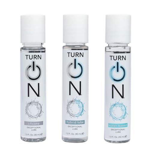 Turn On Assortment Sampler 3-Pack Essentials - Silicone Water-Based and Hybrid Lubes for Men Women and Couples | Paraben-Free Gluten-Free Stain-Free Travel-Friendly 1 fl oz Each