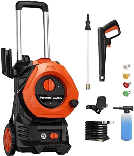 Electric Power Washer 3800PSI Max 2.6 GPM Power Washers Electric Powered,Pressure Washer with 25Ft Hose,Foam Cannon,4 Quick Connect Nozzles for Clean Car/Fences/Patios/Driveways