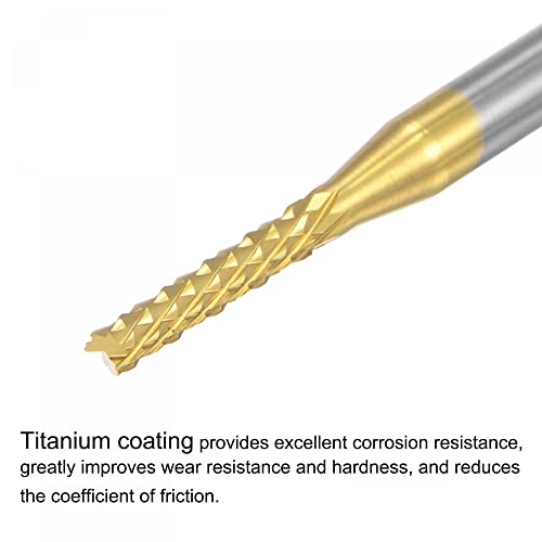 Image of uxcell End Mill CNC Router Bits, 1 /8 inch 3.175mm Shank 1.8mm x 9mm Titanium Coated Tungsten Carbide Left Hand Engraving Milling Cutter for PCB Plastic Fiber Wood 4pcs