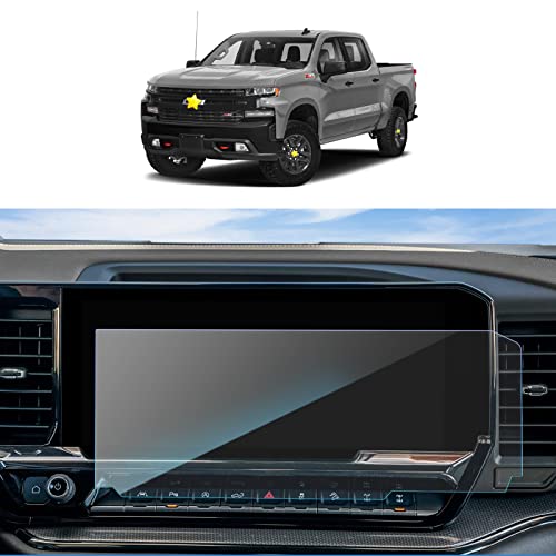 (Refreshed) SKTU 2022 2023 Chevrolt Silverado 1500 13.4'' Navigation Display Tempered Glass Screen Protector 2022 2023 Chevy Silverado Pickup Truck LT, RST, LT Trail Boss, LTZ, ZR2, High Country 9H Hardness HD Clear GPS Touch Screen Protective Film