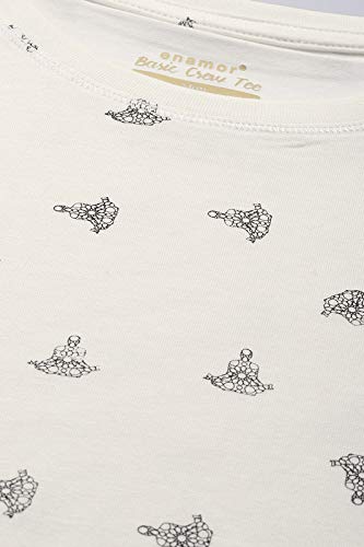 Image of Enamor Essentials Womens Slim Fit Regular Length Short Sleeve Crew Neck Comfortable and Stylish Breathable Stretch Cotton Tee - E247-(E247 Ivory Aop L)