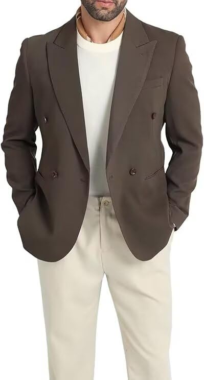 Men's Blazer Knitted Jacket Casual Light Weight Slim Fit Formal Wedding Prom Suit Retro Double-Breasted Jackets Sport Coats2