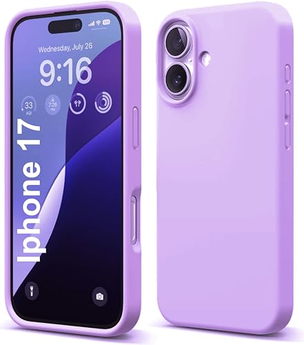 Image of SBMS Silicone Case for iPhone 17 6.3-Inch, Silky-Soft Touch Full-Body Protective Phone Case, Shockproof Back Cover for iPhone 17 (Lite Purple)