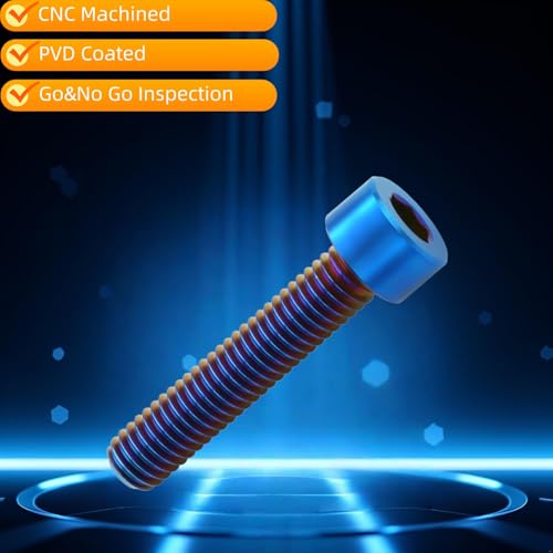 Image of M8x30mm Titanium Hex Socket Bolts, Burnt Blue, 6PC | Lightweight Hex Socket Screws, MTB /Road Bike /Motorcycle, Corrosion Resistant, Marine Grade Fasteners
