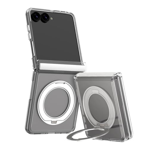 araree for Galaxy Z Flip8 �P�[�X �N���A �����O�X�^���h�t�� �q���W�ی� �~���X�y�b�N DUPLE 360 M STAND