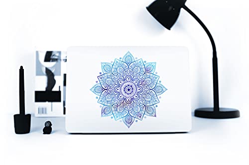 Laptop Stickers Macbook Decal - Removable Vinyl - Mandala Blue Decal Partial Skin Cover Compatible With Macbook Air Pro 13 15 Inch Mac Retina - Best Decorative Sticker By Artsybb #TOP4