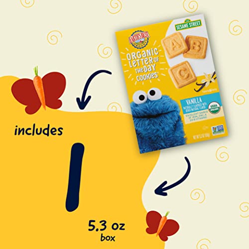 Earth's Best Organic Kids Snacks, Sesame Street Toddler Snacks, Organic Letter Of The Day Cookies For Toddlers 2 Years And Older, Vanilla, 5.3 Oz Box #TOP3