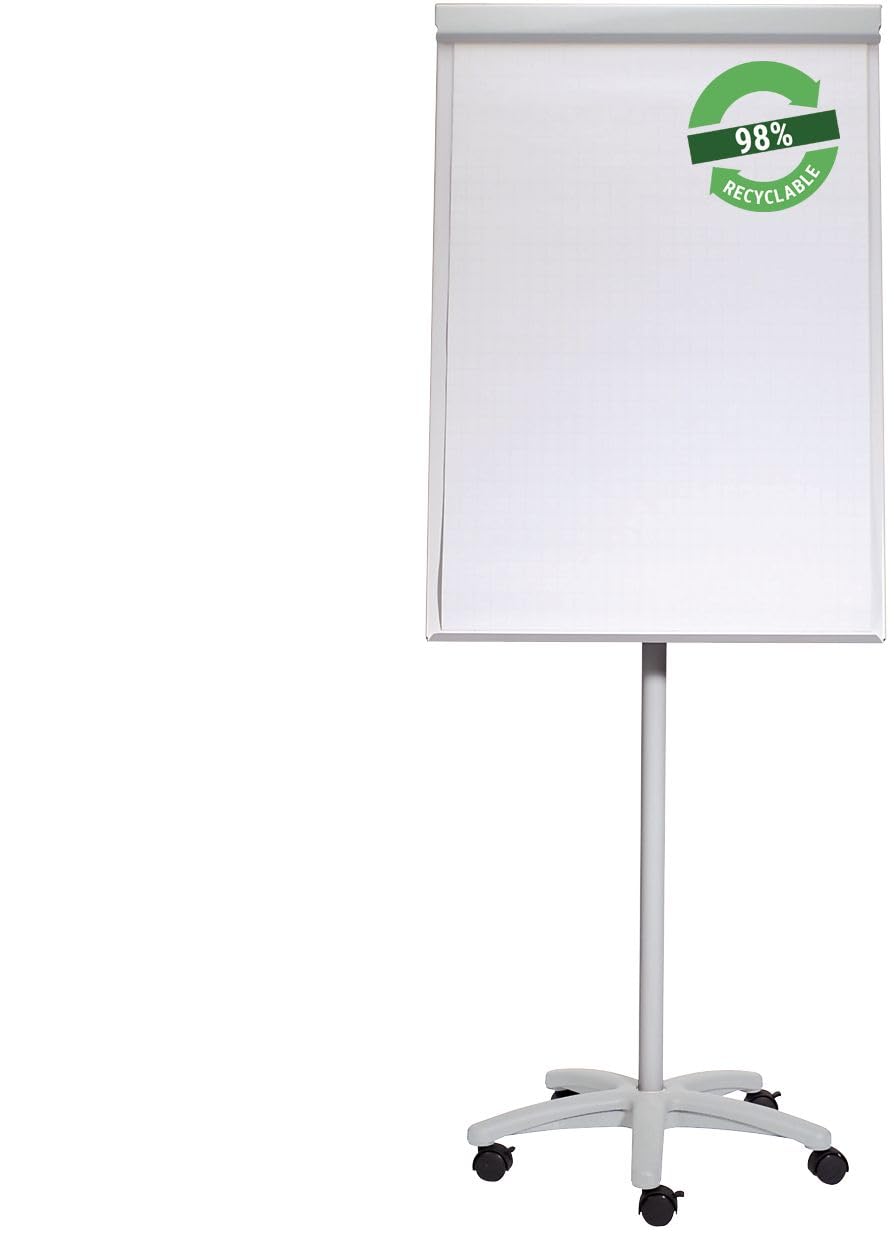 MAUL Flipchart grau mobil MAULoffice höhenverstellbar magnethaftend rollbar | stabiler Stand beim Schreiben, anpassbare Arbeitshöhe, schnell im Raum positioniert, Zubehör griffbereit, robuste Tafel
