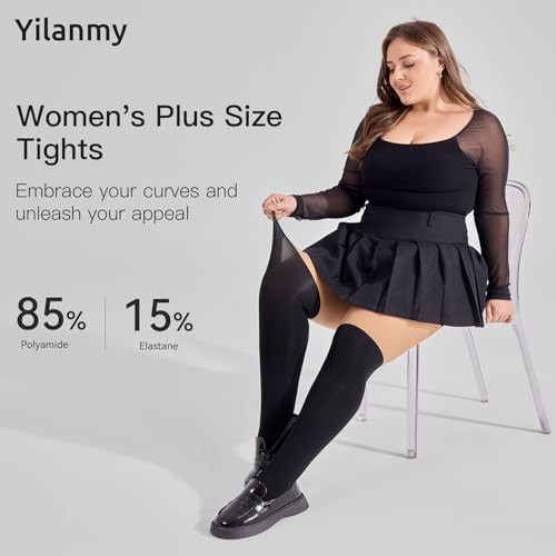Yilanmy Plus Size Faux Thigh High Stockings for Women, Mock Thigh High Tights Faux Over the Knee Pantyhose Queen Size4