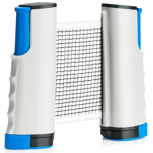 YEAMLTE Rete Ping Pong da Tavolo, Retrattile da Ping Pong con Clip, Conveniente Rete Ping Pong Espandibile Fino a 170 CM, per Viaggi All'aperto, Tavoli da Interno ed Esterno (Grigio)
