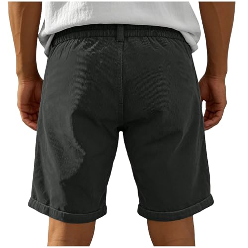 Image of Cambkatl Straight Leg Corduroy Shorts for Men Summer Versatile Outdoor Casual Stretch Lounge Shorts with Pockets