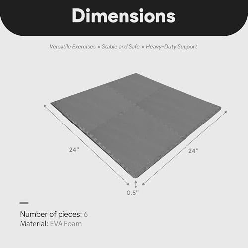 Image of BalanceFrom Puzzle Exercise Mat 1 /2 inch Thick, EVA Interlocking Foam Floor Tiles for Home Gym, Mat for Home Workout Equipment, Floor Padding for Kids, Gray, 24 in x 24 in x 1 /2 in, 48 Sq Ft - 12 Tiles | Tiles for Home Gym, Mat for Home Workout Equipment, Floor Padding for Kids, Gray, 24 in x 24 in x 1 /2 in, 48 Sq Ft - 12 Tiles