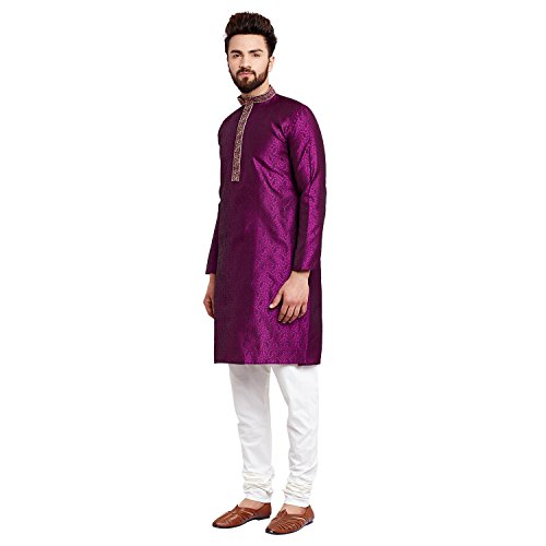 Sojanya (Since 1958 Men'S Emerald Green Jacquard Silk Kurta & Churidaar Pyjama2
