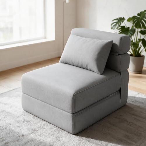 Garvee Silla Cama Convertible Moderna, Sofá Cama Plegable con Espuma Viscoelástica y Almohada Mejorada, Cómodo Sofá De Suelo para Salón y Dormitorio
