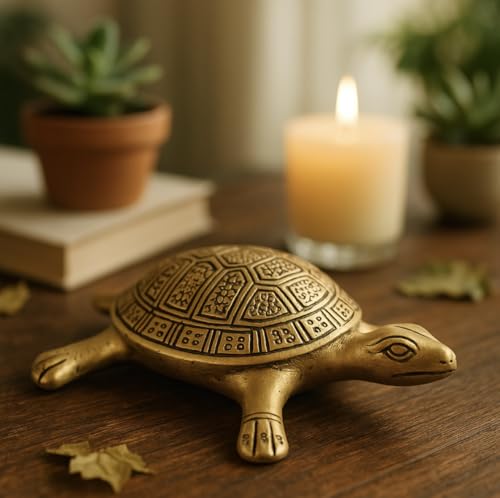10Club Vastu Feng Shui 100% reines Messing Schildkröte (220gm, 10cm) für Karrieremöglichkeiten und Glück Messing Schildkröte Metall Kachua Handwerk Dekor Geschenkartikel für Zuhause & Büro