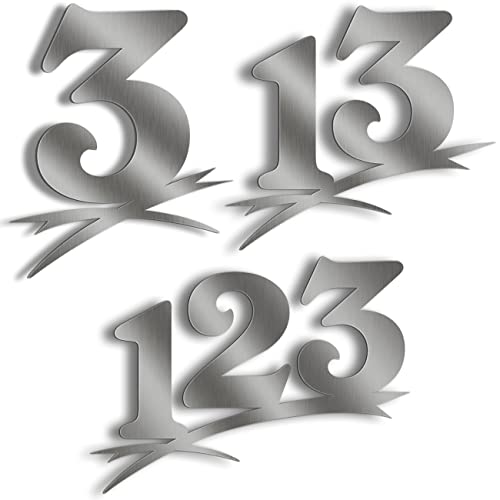 Hausnummer Edelstahl gebürstet Sonderanfertigung in groß (2-stellig / 20cm Ziffernhöhe) 20cm 30cm - auch mit Buchstabe-n erhältlich - Original ALEZZIO DESIGN - Rostfrei - Sonderanfertigung-en nach Maß Cover