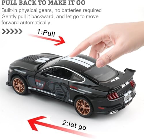 Image of 1:32 Scale Shelby Mustang GT500 Die-Cast Model Car - Black Metal Toy Car
