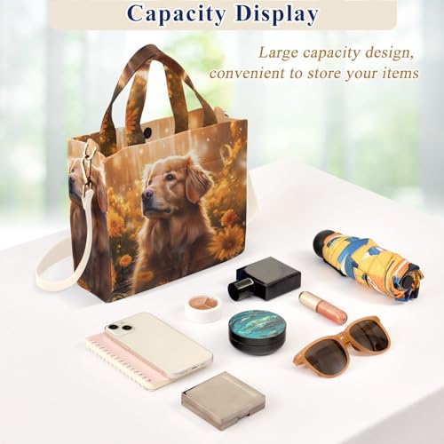 Golden Retriever Dog Corduroy Women Tote Bag, Handbag Purse with Detachable Strap Small Size4