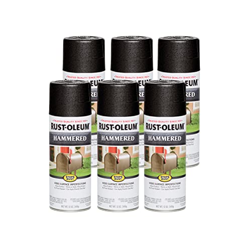Rust-Oleum 7215830-6PK Stops Rust Hammered Spray Paint, 12 oz, Black, (Pack of 6)