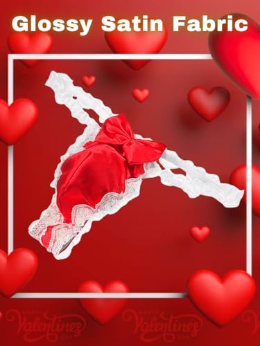 Valentines Lingerie For Men, Satin Lace Sexy Underwear, Sissy Panties Femboy, Bow Girly Thong4