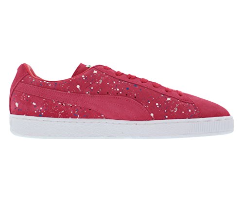 PUMA Mens Suede Classic Splattered Form Teaberry Red/White 13 D (M)