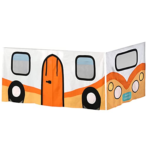 Max & Lily Underbed Curtain for Low Bunk Bed/Low Loft Bed, Camper Van Play Curtain for Kids, Cotton Privacy Curtain for Bottom Bunk, 2 Panel Curtain Set, Orange/Blue