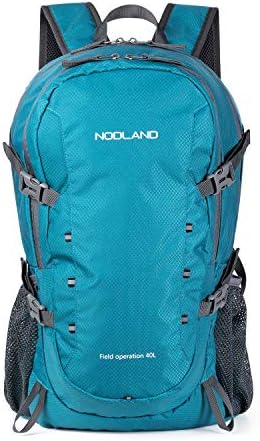 NODLAND Light Weight Backpack, 40L Foldable Water-Resistant Daypack, Hiking Outdoor Camping Rucksack for Men and Women, Large Capacity Black