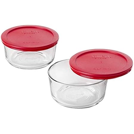 Amazon.com: Pyrex Storage 4-Cup Round Dish with Dark Blue Plastic Cover ...