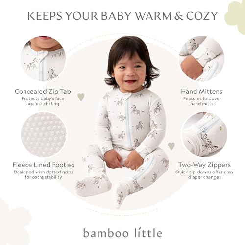 Image of Bamboo Little Soft Baby Footie Pajamas, Baby Clothes, Newborn Sleepers, 95% Viscose and 5% Spandex, 0-24 Months