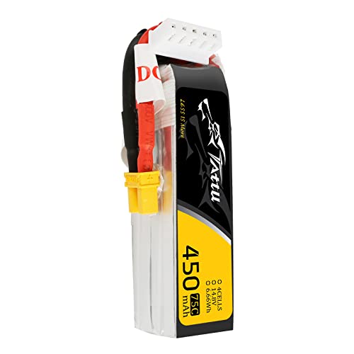 Gens ace Tattu 4S Lipo Battery 14.8V 450mah 75C Lipo Battery XT30 Plug for H Frame Mini RC Racing Drone FPV