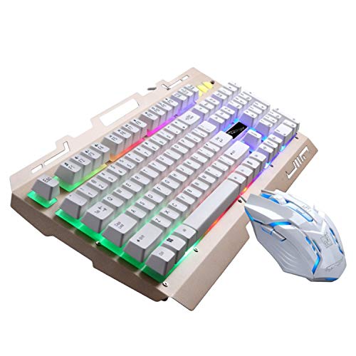 Vococal USB Keyboard Mouse Combo Wired Gaming Keyboard Mouse Kit all-Metal Panel LED Backlit Keyboard with 2400dpi Adjustable 6 Buttons Mouse