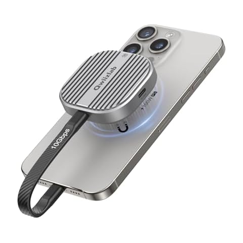 Qwiizlab Magnetic 2230 NVMe SSD Enclosure, Supports iPhone 16/15 Pro Max ProRes, 10Gbps USB Type-C, 100W PD Charge, Fits PCIe M.2 M-Key up to 2TB, Aluminum Case (SSD Not Included) Cover