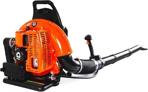 Souffleur à Dos Professionnel 66cc - 880 CFM / 320 MPH - Moteur 2 Temps Essence 4 CH - Haute Performance pour Feuilles Mouillées, Débris Résistants et Neige - Couleur Orange