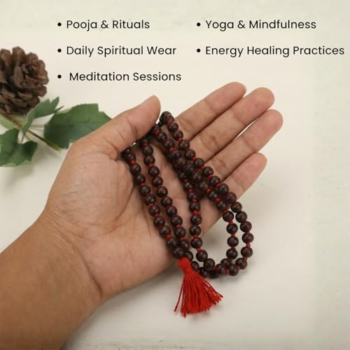 Image of Red Sandalwood Mala | Lal Chandan Mala 108 Beads | Red Chandan Mala | Lal Chandan Mala 108 Beads Original Certified | For Wearing , Meditation, Jaap & Pooja