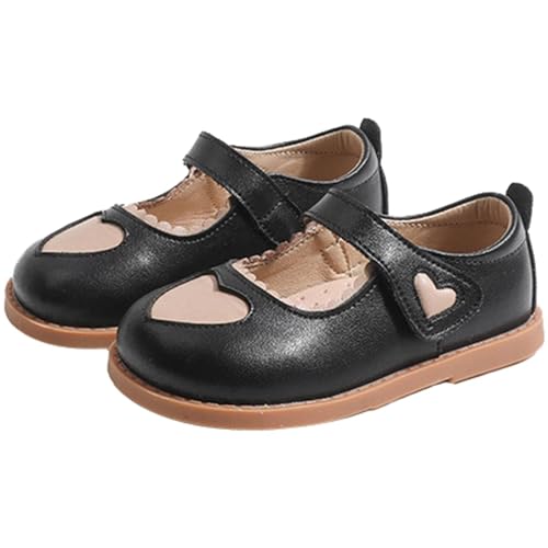 Toddler Little Girl's Sweet Heart Oxford Flats Princess Performance Dress Shoes Soft Sole Mary Janes