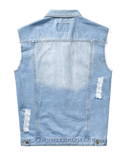 Image of JYG Denim Vest for Men Casual Stretchy Trucker Jean Vests Fashion Vintage Sleeveless Jacket Vest
