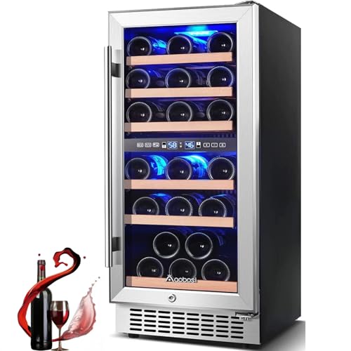 AAOBOSI 15 Inch 28 Bottle Dual Zone Fridge