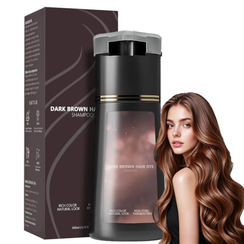Hair Dye Shampoo Hair Colour Shampoo Care Instant Dye Sh-ampoo H-air D-ye Sham-poo Natural Plant Ha-ir Dy-e Sha-mpoo 3 In 1 H-air Dy-e Permanent Colour Sham-poo to Cover Grey Ha-ir (Dark Brown)