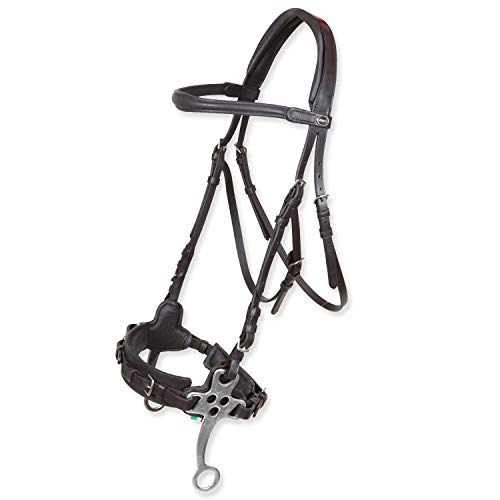 Bridon Hawke avec Hackamore en cuir supérieur pour le confort et la conduite du cheval en extérieur