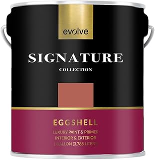 EVOLVE Signature Paint & Primer: Luxury Paint & Primer for Indoor & Outdoor Surfaces, Minimal Odor, Eggshell Sheen (Brick Red, 1 Gallon)