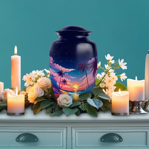 Image of Beach Urn - Keepsakes Urn for Ashes - Combo 1 - Large with 3 Inch Pack of 1 - Cremation Urns for Adult - Funeral Urns for Adult Male & Female - Burial Decorative for Mom & Dad