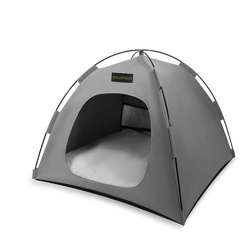 SOLAPOLLO Haustier Zelt Nester, Katze und Hund Zelt,Vier Jahreszeiten Universal, Abnehmbar, Faltbar, Tragbar, Outdoor Reise Sonnenschirm(Grau, L)