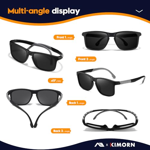kimorn Polarized Sports Sunglasses for Men Women Flexible Bendable Temples Driving Cycling Running Mountaineering Sun glasses4