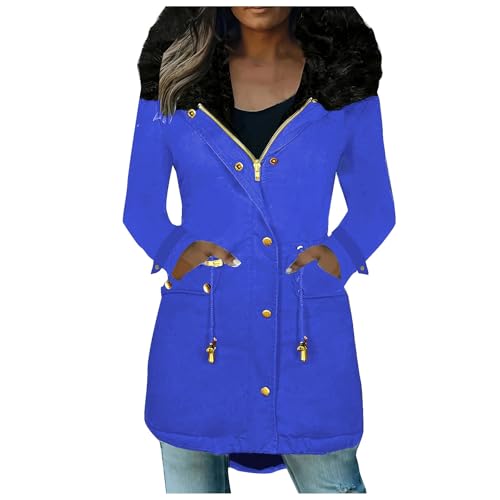 Parka chaude femme avec capuche en fourrure veste d'hiver coupe-vent et polaire