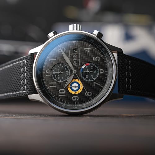 Image of AVI-8 Men's 43.5mm Hawker Hurricane Classic Chronograph Watch with Leather Strap AV-4011