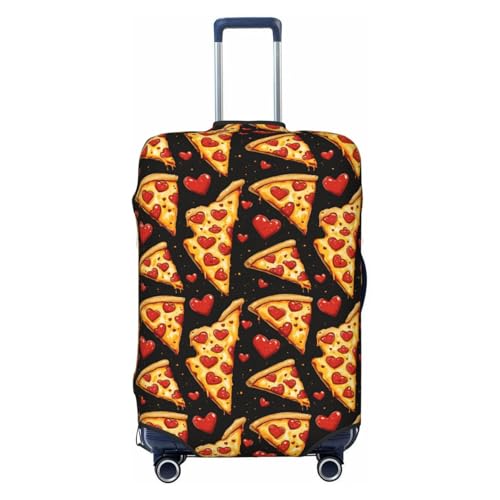 Luggage Cover Protector - Red Heart Pizza Print Suitcase Covers for Luggage Fit 18-21 Inch Suitcase