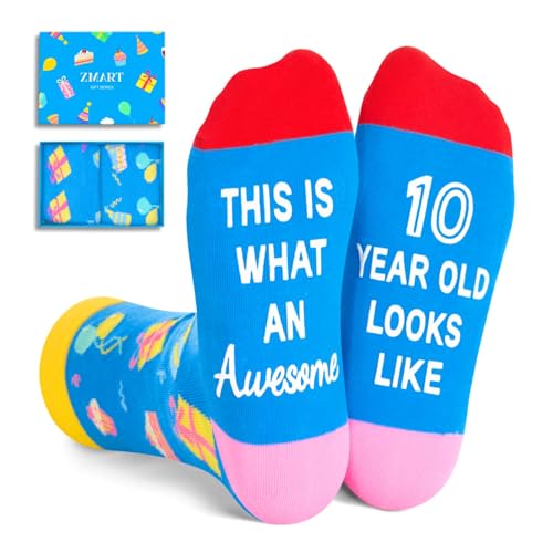Zmart 10th Years Old Birthday Gifts - Socks for Kids Age 10, Gift Ideas for 10 Year Old Tween Boys Girls, Presents for 10 Year Olds
