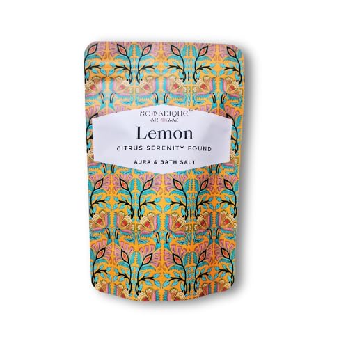 Nomadique Arromaz Lemon Aura & Bath Salt | Aura Clean, Bath, Foot, Body, Muscle Aches, Pain Relief | Relaxing | Artisanal, Hand Made, Moisturised, Soft, Hydrated Skin | Lemon Essential Oils | Pure & Natural | 200g (Pack of 1)-image-23