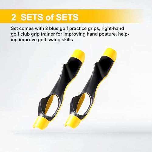 Golf Grip Trainer, Golf Swing Trainer, Golf Grip Kit, Right Handed Golf Club Grip Trainer for Improving Hand Posture, Helps Train Proper Hand Posture (yellow 2P)
