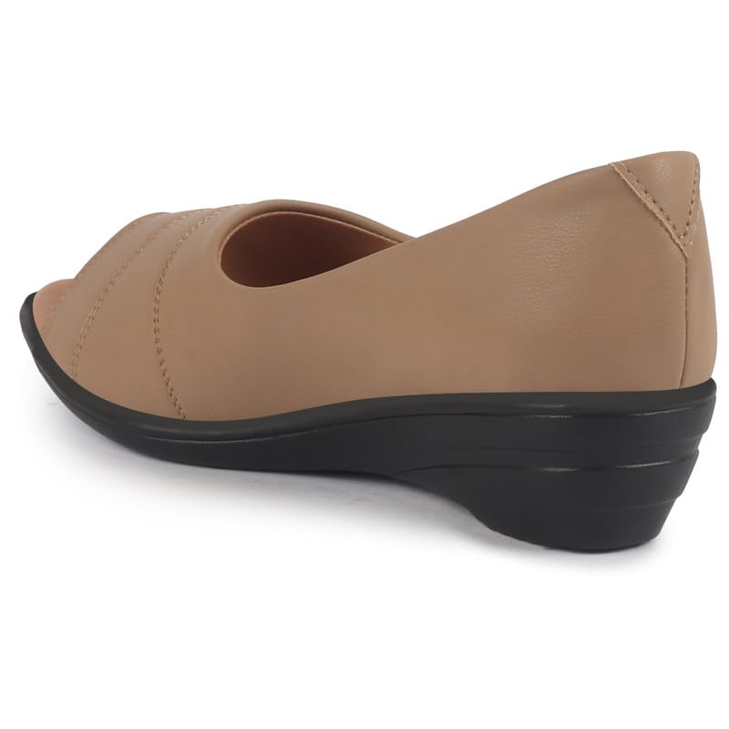 Image of FAUSTO Women Stylish Backless Casual Ballets | Low Heel Cut-Out Slip-On Ballerinas | Comfortable Walking Flats Sandals | Memory Cusion Insole